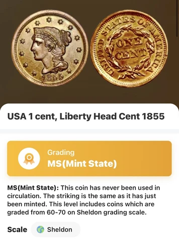 1855 Large Cent Braided Hair Penny, Red, Upright 55 Choice BU, R-6.0 Cover