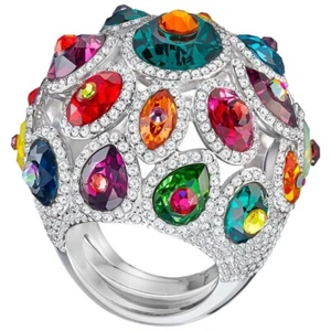 SWAROVSKI LUMINOUS FAIRY RING, MULTI-COLORED, RHODIUM PLATING 5371246 #RARE - Picture 1 of 10