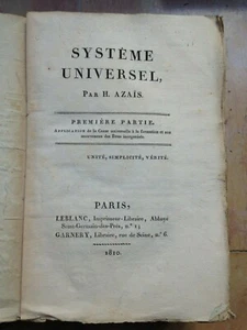 MAGNETISME- SYSTEME UNIVERSEL de H. AZAIS 1810 2 VOL ILLUSTRE EDITION ORIGINALE - Picture 1 of 5