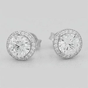 Orecchino uomo argento sterling 925 zirconi ghiacciati BLING tondo 9 mm. Hip Hop*scatola - Foto 1 di 3