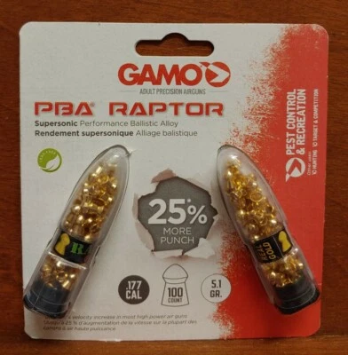 PELLETS GAMO PBA RAPTOR CALIBRE .177 100 CT 632264454 CONTROL DE PLAGAS NUEVOS Foto 1 de 2