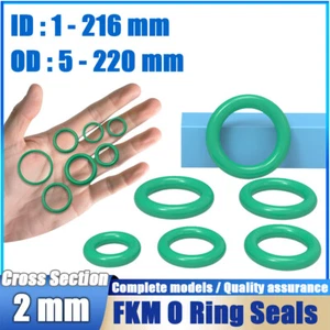 Sellos métricos de goma FKM O Ring 2 mm sección transversal 1 mm-216 mm ID - Imagen 1 de 167