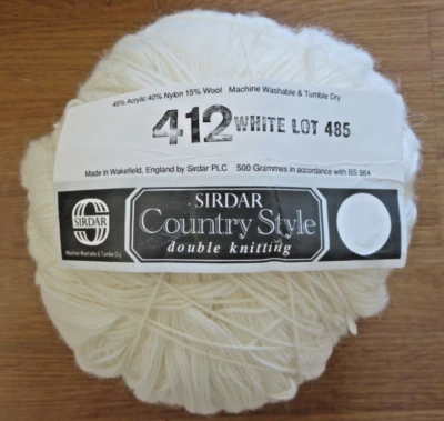1 Large Skein of Sirdar Country Style Double Knitting-12.2 oz, White, Wool Blend - Image 1 of 3