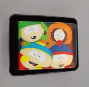 South Park Kyle Middle Finger Mens Black BiFold Wallet Metal Tin Buckle Down - Picture 1 of 6