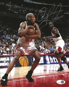 Signed 8X10 DENNIS RODMAN Chicago Bulls Autographed Photo w/JSA Witness Holo - Picture 1 of 1