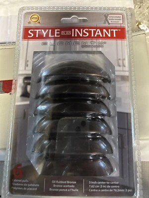 LOTE (6) Elements 2981 3" C-C Taza Gabinete Antiguo Tirador Cepillado Aceite Frotado Bronce Foto 1 de 2