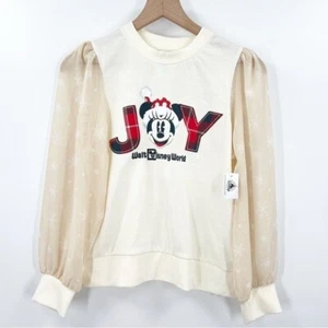 Disney Parks NWT Minnie Mouse Joy Christmas Long Sleeve Youth XL Girls 14 - Picture 1 of 10