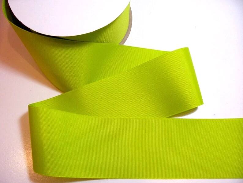 Green Grosgrain Ribbon 3 inches wide x 7 yards Schiff Lime Polyester Cheer B40 - Image 1 of 4
