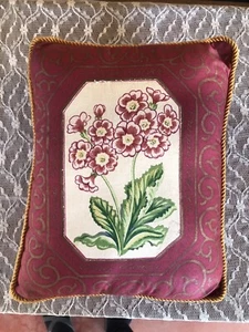 Vintage Handpainted Moroccan Turkish Floral Silk Toss Throw pillow red gold - Picture 1 of 6