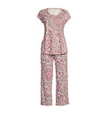 Johnny Was Women Crop Pajamas Set The Aussie Pink Pastel Floral Cap Sleeve New