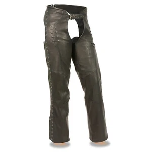 Women's Lightweight Hip Set Chaps with Lace and Grommet Detail - Picture 1 of 2