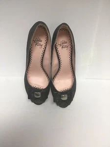 Hello Kitty schwarz glitzernde Stiletto-Absätze Peeptoe Größe 8,5 neu - Bild 1 von 8