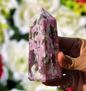 Large 120MM Natural Pink Rubellite Stone Pink Tourmaline Stone Obelisk Tower - Picture 1 of 12