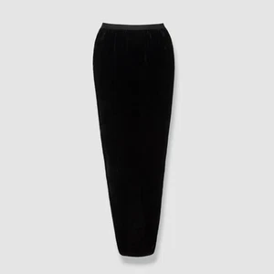 $1050 Rick Owens Woman's Black Velvet Pillar Maxi Skirt Size IT 40/US 4 - Picture 1 of 3