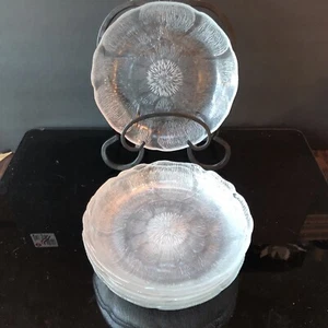 6 sopas/ensaladera de flores Arcoroc cupé 8" plato de vidrio transparente con patrón de flores - Imagen 1 de 4