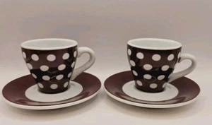 Set of 2 Bodum Plum Brown Polka Dot Espresso Cup & Saucer Sets - Picture 1 of 5