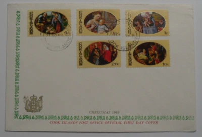 STAMPMART : COOK ISLANDS 1969 ARTS PAINTINGS CHRISTMAS OFFICIAL FIRST DAY COVER - Image 1 of 2
