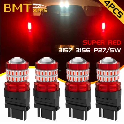 4PCS 3157 3457 3757 4114 LED Brake Tail Light Bulbs Red for Ram 1500 2011-2018 — 第 1/4 张图片