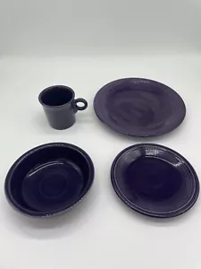 Fiesta Dinner Salad Plate Mug Soup/Cereal Bowl 4-Pc Dinnerware Set Purple Plum - Picture 1 of 14