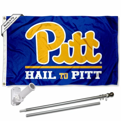 Pittsburgh Panthers Hail To Pitt Flag Pole and Bracket Gift Set Package Cover