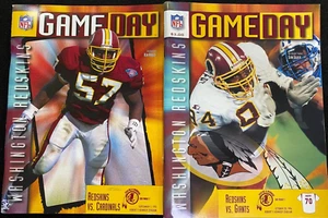 WASHINGTON REDSKINS PAIR OF GAMEDAY PROGRAMS 1995 & 1996 VS CARDINALS GIANTS - Picture 1 of 1