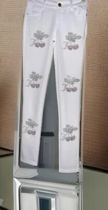 Royalty Off Weiß Stretch Spitze verziert Jeggings/Leggings Größe M - Bild 1 von 13