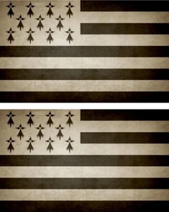 2x Autocollant sticker drapeau vintage vieilli bretagne breton - Imagen 1 de 1