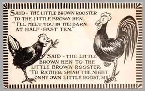 Rooster Hen Illustration Witty Humorous Dialogue c1905 UDB Comic Postcard - Picture 1 of 2
