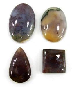 128.50 CT Natürlich Moos Achat Lose Edelstein 20-34 MM Cab 4 Stück Stein - 1354 - Picture 1 of 2