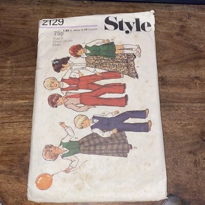 1977 Style 2129 child's skirt waistcoat Shirt & trousers pattern vintage  - Image 1 of 4
