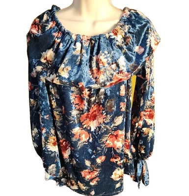 Top floral de terciopelo L estilo renacentista elegante 143 Story by Lineup para mujer Foto 1 de 4