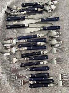 Vintage Washington Forge Mardi Gras WF Navy Blue MCM 4 Pc Setting 20 Pieces - Picture 1 of 10