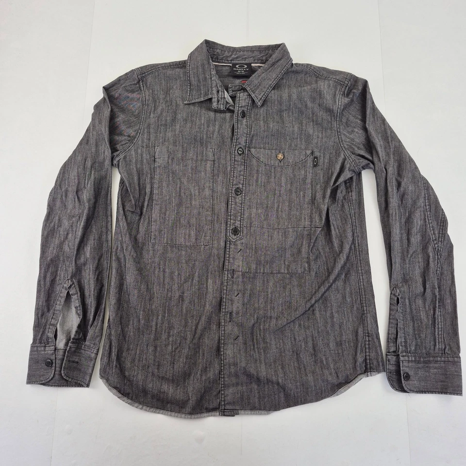 Camisa OAKLEY azul medio para hombre 100 % algodón con botones manga larga - Imagen 1 de 4