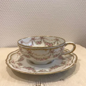 Taza cinta rosa María Antonieta porcelana fina coleccionable Haviland Limoges 842 - Imagen 1 de 12