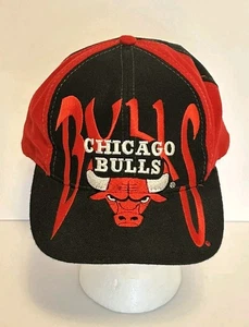 Chicago Bulls Snapback Cap Spell Out Hard to Find Wool Blend Hat AJD 90’s - Picture 1 of 19