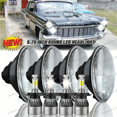 Faros LED de haz alto/bajo de 5-3/4" 5,75" 4 piezas para Lincoln Continental 1958-1979 Foto 1 de 4
