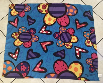 Шарф Romero Britto сердца синий разноцветный *б/у* 36 дюймов x 42 дюйма - Изображение 1 из 4