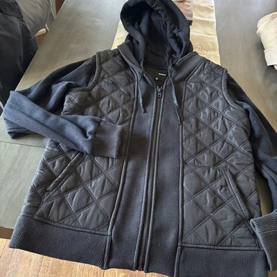 Chaqueta Hurley Mujer Mediana Negra Acolchada Sudadera con Capucha Manga Panel Ligera Informal Foto 1 de 4