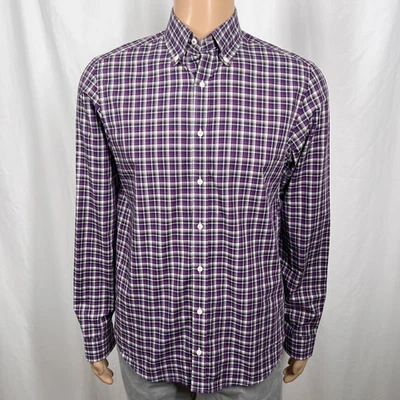 Camisa de vestir Ben Sherman para hombre 15,5 púrpura a cuadros ajustada manga larga Foto 1 de 4