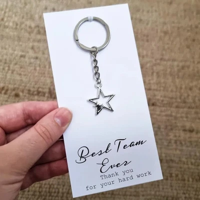 Best Team appreciation keychain, Thank You for hard work, gift for staff BULK