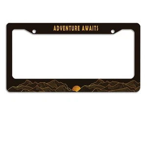 License Plate Frame,Adventure Awaits Tag Decorative Aluminum Metal Cover for ... - Picture 1 of 8
