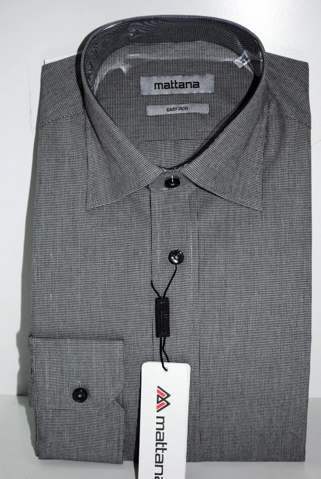 CAMICIA DA UOMO FANTASIA RETINATO GRIGIO IN PURO COTONE STIRO FACILE  TG 40 - Immagine 1 di 1