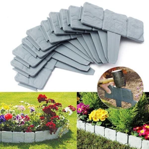 10er Set Steckzaun Rasenkante Rasen Garten Beeteinfassung Zierzaun Steinoptik DE - Bild 1 von 1