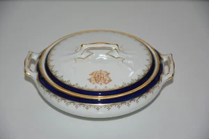 Meissen Dose Wappen Initialen Knauf Kobalt Blau Gold Deckeldose Adel - Bild 1 von 12
