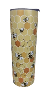 Vaso de abeja 20 oz acero inoxidable aislado taza de viaje peine de miel telón de fondo - Imagen 1 de 12