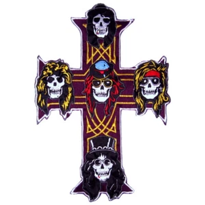 Guns N Roses Calaveras Cruz Bordado Parche Grande Rock Años 80 Apetito - Imagen 1 de 1