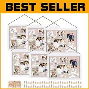 Creative 12''x16'' Wood Bulletin Boards Set - 6 Natural Linen Displays Included - Picture 1 of 8