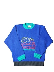 OshKosh Blue, Green, and Grey Sweater with Train Kids Boys Vintage - Picture 1 of 9