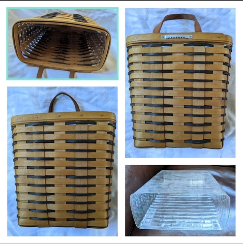 Longaberger Tall Key Heartland Wall Hanging Basket & Plastic Protector- 1997 Cover
