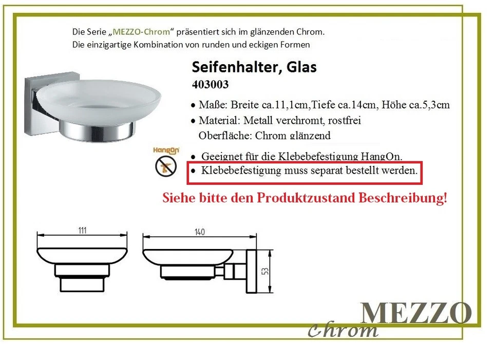 Mezzosoprano Cromo Porta Sapone/Glaseinsatz. da Incollare! Kleberstoff Fehlt ! - Immagine 1 di 1